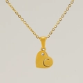 Gold-plated stainless steel heart necklace with letter C pendant and zircon inlay - Letter C