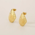Orecchini a goccia dorati irregolari con elegante texture a onde orizzontali - Oro