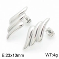 Gepolijste zilveren geometrische engelenvleugel oorknopjes van roestvrij staal, 23x10mm - Staal Kleur Kleine Stroomlijn Stijl (KE113139-KFC)