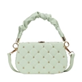 Elegant mint green pleated handle bag with diamond quilting and gold sequin flowers - Green
