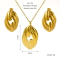 Schmuckset aus 18k vergoldetem Edelstahl mit rechteckiger Gliederkette und passenden Ohrringen - Stromlinienförmiger Wellenstil (1528)
