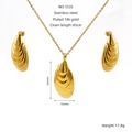Schmuckset aus 18K vergoldetem Edelstahl mit geometrischer Textur Halskette und Ohrringen - Unregelmäßiges Hohles Anhänger Set (ZS1535G)