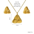 18k gold plated stainless steel jewelry set with heart pendant necklace and earrings - Relief Textured Heart Set (ZS1538G)