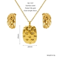 18K gold plated stainless steel jewelry set featuring woven texture pendant and earrings - Geometric Stripe Style (ZS1597G)