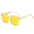 Lunettes de soleil œil de chat carrées de luxe avec monture jaune et strass brillants - Monture Jaune Transparente Verre Jaune