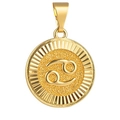 Gold-plated Cancer zodiac pendant with embossed symbol and textured finish - Gold Cancer