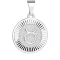 Silver Taurus zodiac pendant with sandblasted texture and radial engraved details - Silver Taurus