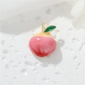 Pink peach resin pendant with green leaf and gold loop for DIY jewelry making - Pink Peach Style (H-10728)