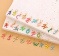 Multi-colored enamel alphabet pendants A-Z set in titanium steel with gold plating - Set of 26 Letters