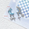 Detail of sea salt blue moon and star pendant charms showing dimensions 29.5mm by 13mm - 10# Silver Light Blue Moon Star