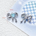 Silver bow heart pendant 20mm charm with blue center for DIY jewelry making - 24# Bowknot Blue Stone Charm