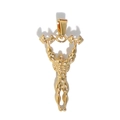 Macro shot of gold-plated stainless steel bodybuilding pendant with muscular athlete and barbell - Muscle Man - Gold