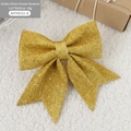 Sparkling gold glitter Christmas bow ornament, 15x20cm, for festive holiday tree decoration - Gold