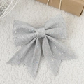 Fiocco di Natale argento con glitter e paillettes per decorazioni natalizie - Argento