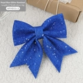 Fiocco natalizio blu reale in tessuto glitterato per albero, design brillante da 15x20 cm - Blu