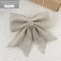 Fiocco natalizio champagne glitterato, decorazione scintillante per albero 15x20cm - Champagne