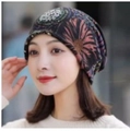 Ethnic pattern neck warmer in purple and orange print, soft double-layer fleece - One Size / Vintage Black Floral
