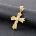 Detailed view of a gold gothic cross pendant with crystal inlay on a black display stand - Gold Color Vintage Cross Pendant (KP115573-KJX)