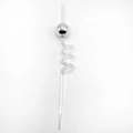 Detail showing a silver disco ball ornament on a transparent spiral plastic straw - Single Pack / Silver