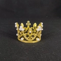 Exquisite gold baby crown headpiece with white pearls for birthdays and cake decoration - Small Round 019 Gold