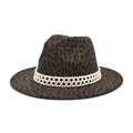 Dettaglio cappello fedora leopardato con tre file di eleganti decorazioni in perle - M(56-58cm) / Verde Militare Leopardato
