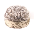 Detail of creative camouflage wig hat featuring brown curly synthetic hair and digital print - M (56-58cm) / Yellow Camouflage + Yellow