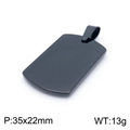 Polished black stainless steel military dog tag pendant, 35x22mm size, minimalist style - Small (Pendant Only) / Black