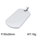 Polished stainless steel dog tag pendant with 50x28mm size and 18g weight details - Large (Pendant Only) / Steel