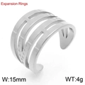 Verstellbarer Blattrring in Silberoptik mit 15mm Breite und Mehrschicht-Design - Dreilagig Ausgeschnitten Silber (KR111749-LK)