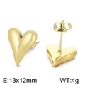 18K gold plated stainless steel heart stud earrings in polished golden finish - Gold (KE108065-Z)