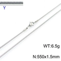 Silberne Schlangenkette aus Edelstahl mit Karabinerverschluss, 550x1.5mm, 6.5g Gewicht - 550x1.5mm / Stahlfarbe (KN203742-Z)