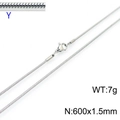 Runde Schlangenkette aus poliertem Edelstahl in Silber mit Karabinerverschluss, 600mm x 1.5mm - 600x1.5mm / Stahlfarbe (KN203743-Z)