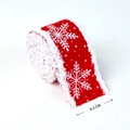 Cinta roja de Navidad con copos de nieve blancos y borde de felpa, 6,3 cm ancho - 2 Metros / Copo de Nieve Rojo