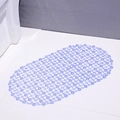 Blauwe ovale PVC douchemat met zuignappen en drainagegaten op witte tegelvloer - Blauw
