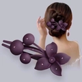 Large purple flower hair claw clip for women, elegant rhinestone hairpin for hair styling. - Violet