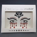 Pegatinas de cristales faciales negros y rojos para frente y ojos en caja blanca - 1063