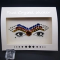 Blue and red geometric face crystal sticker for forehead in professional packaging - 1081