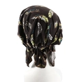 Turban pré-noué marron foncé avec imprimé plumes colorées pour femmes - Café Plume