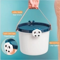 Wedding candy gift box with blue lid, white base, panda clips and leather handle - Small / Panda White