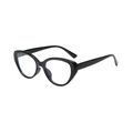 Classic vintage oval cat-eye sunglasses in black frame with transparent clear lenses - Black Frame Anti-blue Light Lenses