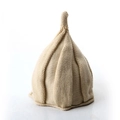 Cute beige knitted pointed hat with vertical textures and a unique windmill design - Beige