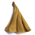 Mustard yellow knitted cone beanie for kids featuring a fine knit texture on white background - Turmeric