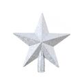 Silver 20cm glittering five-pointed star topper for Christmas tree decoration with base - 20cm / Silver