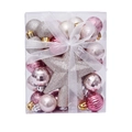 Pink and rose gold Christmas tree ornaments set with star topper in clear gift box - Rose Gold Pink