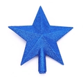 Sparkling blue glitter five-pointed star tree topper for Christmas decoration - 20cm Deep Blue