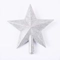 Macro view of a shimmering silver glitter star topper for a Christmas tree decoration - 20cm Silver