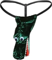 Funny green crocodile novelty thong for men with googly eyes and red mouth detail - Crocodile