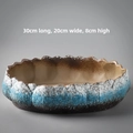 JB Rectangular Hydroponic Pot-Blue & White Lotus [30] / Large