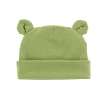 Grass green newborn baby knit hat with cute 3D bear ears and a wide folded brim - Fruit Green
