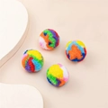Colorful plush pom-pom cat toy with soft mixed fiber texture for silent play - 3.8cm Single / Multicolor Spliced Ball